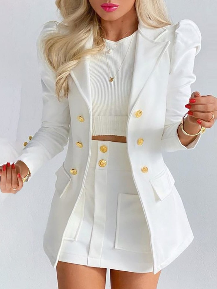 Manuela | Blazer and Mini Skirt Set With Buttons
