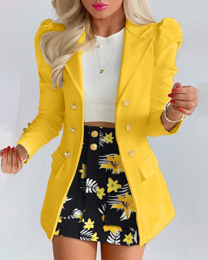 Manuela | Blazer and Mini Skirt Set With Buttons