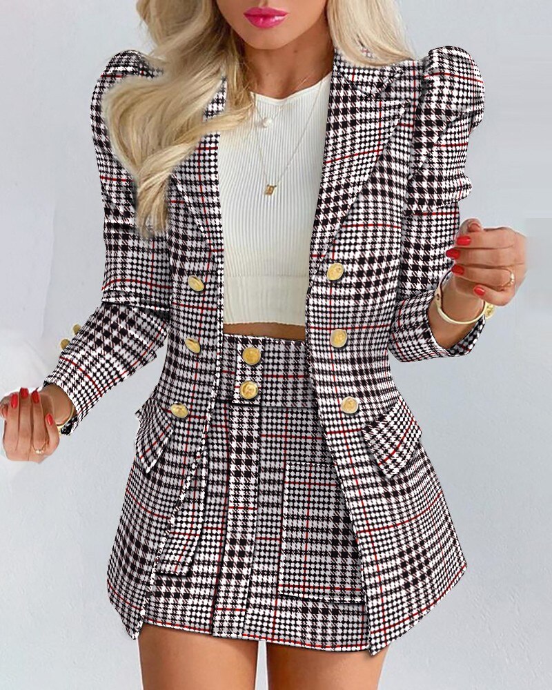 Manuela | Blazer and Mini Skirt Set With Buttons