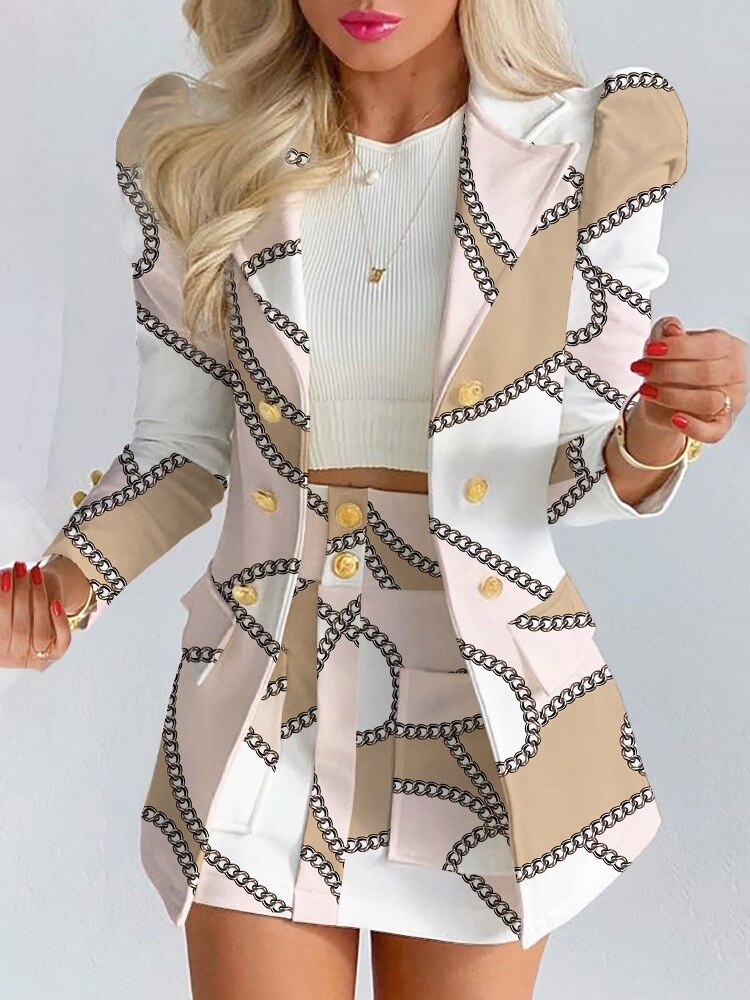 Manuela | Blazer and Mini Skirt Set With Buttons