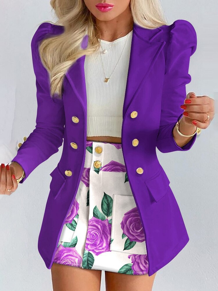 Manuela | Blazer and Mini Skirt Set With Buttons