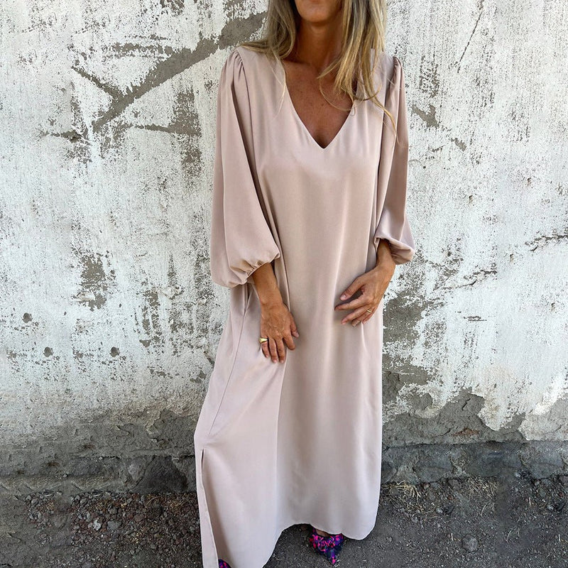 Loosia | Maxi Dress V Neck Long Sleeve