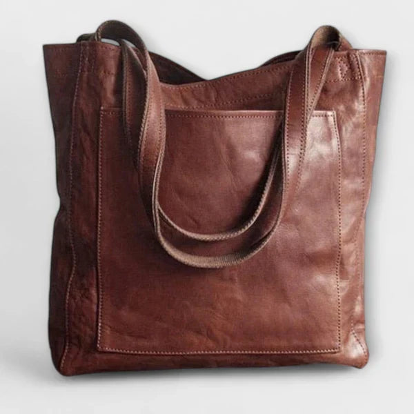 Patty | Large Faux Leather Tote Bag With Pocket