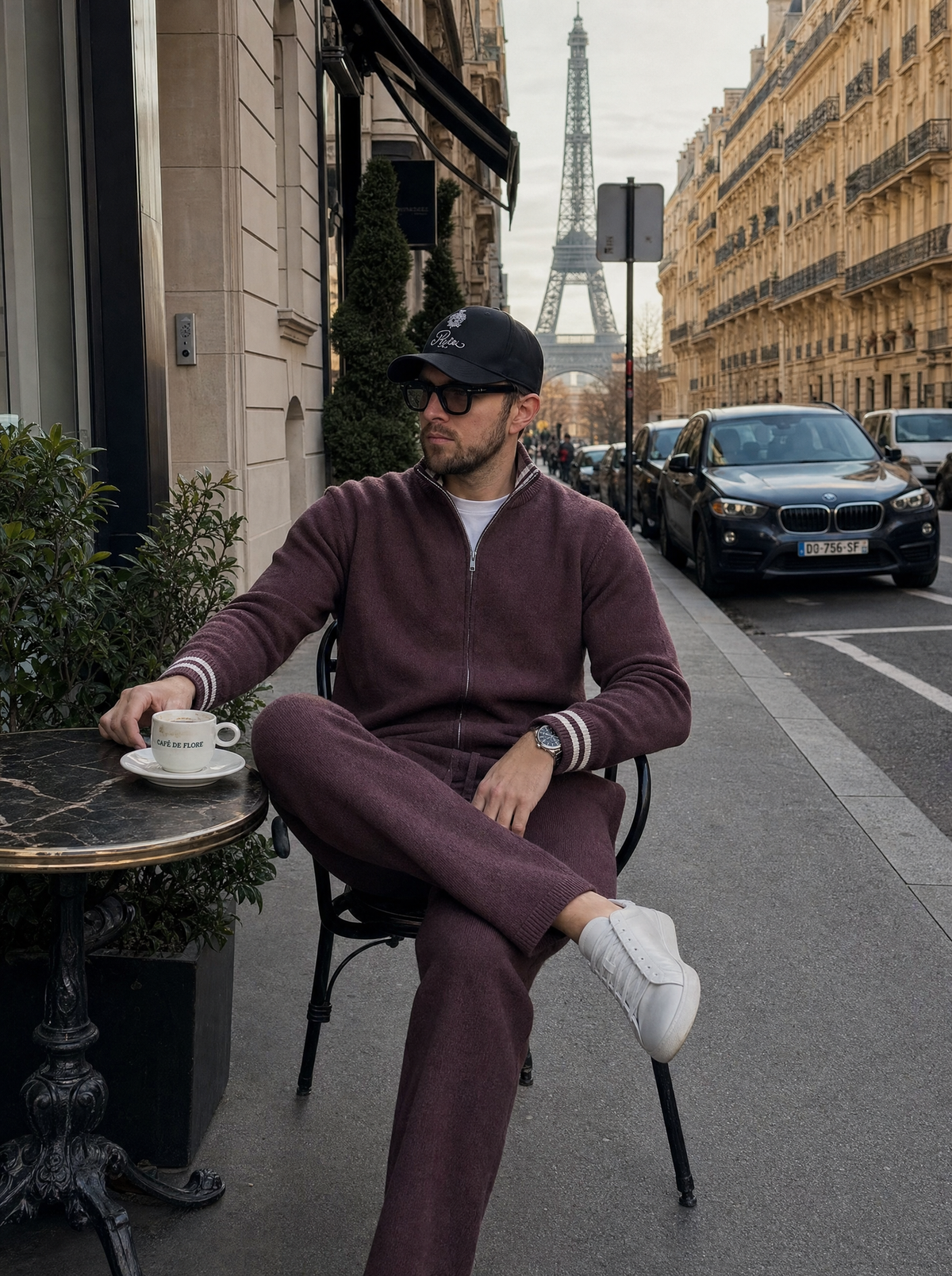 Ludwig | Tracksuit With Plum Knit and Striped Trim