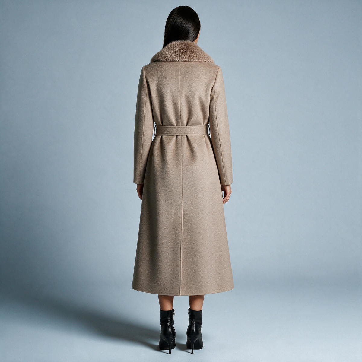 Sallie | Coat With Plush Collar and Waist Belt