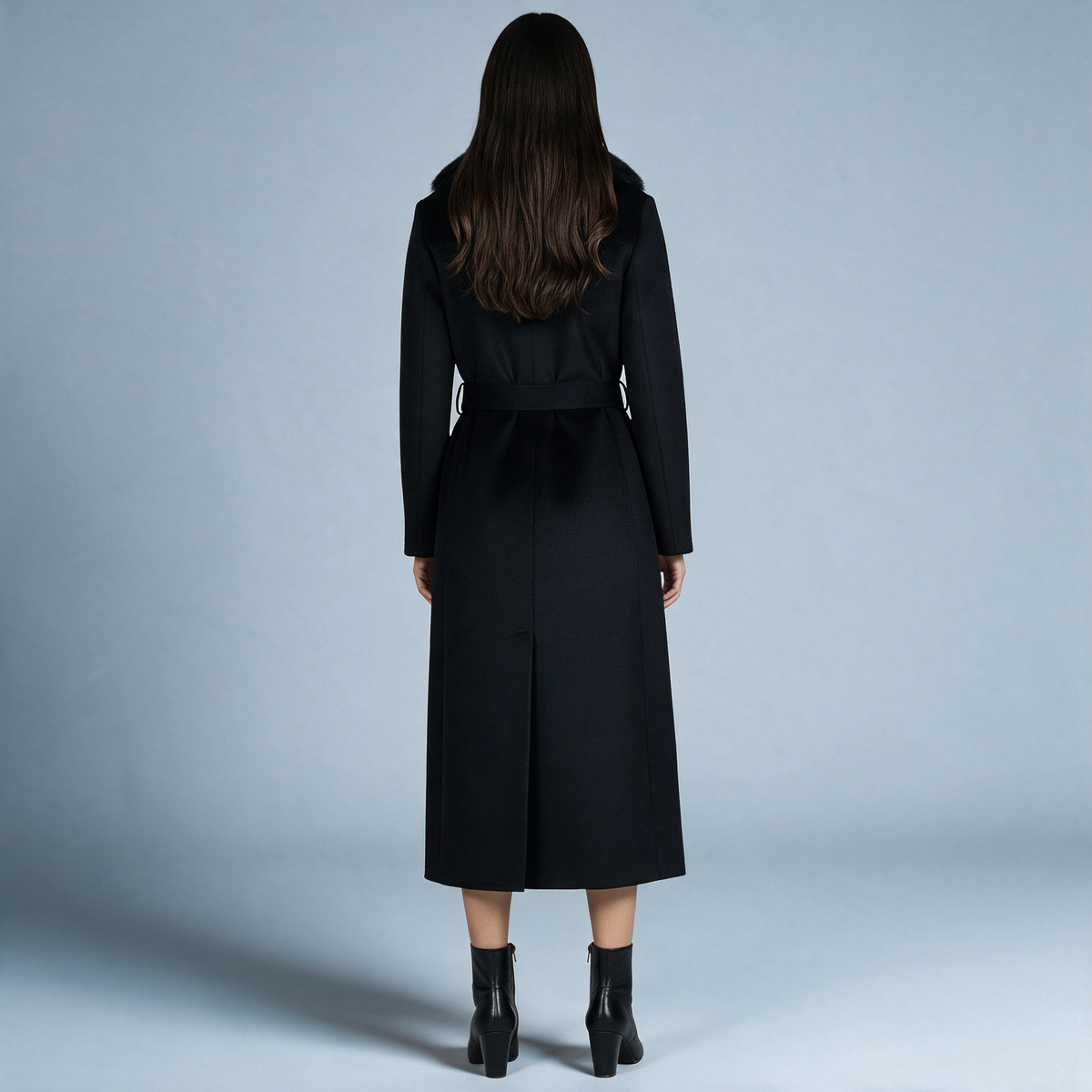 Sallie | Coat With Plush Collar and Waist Belt