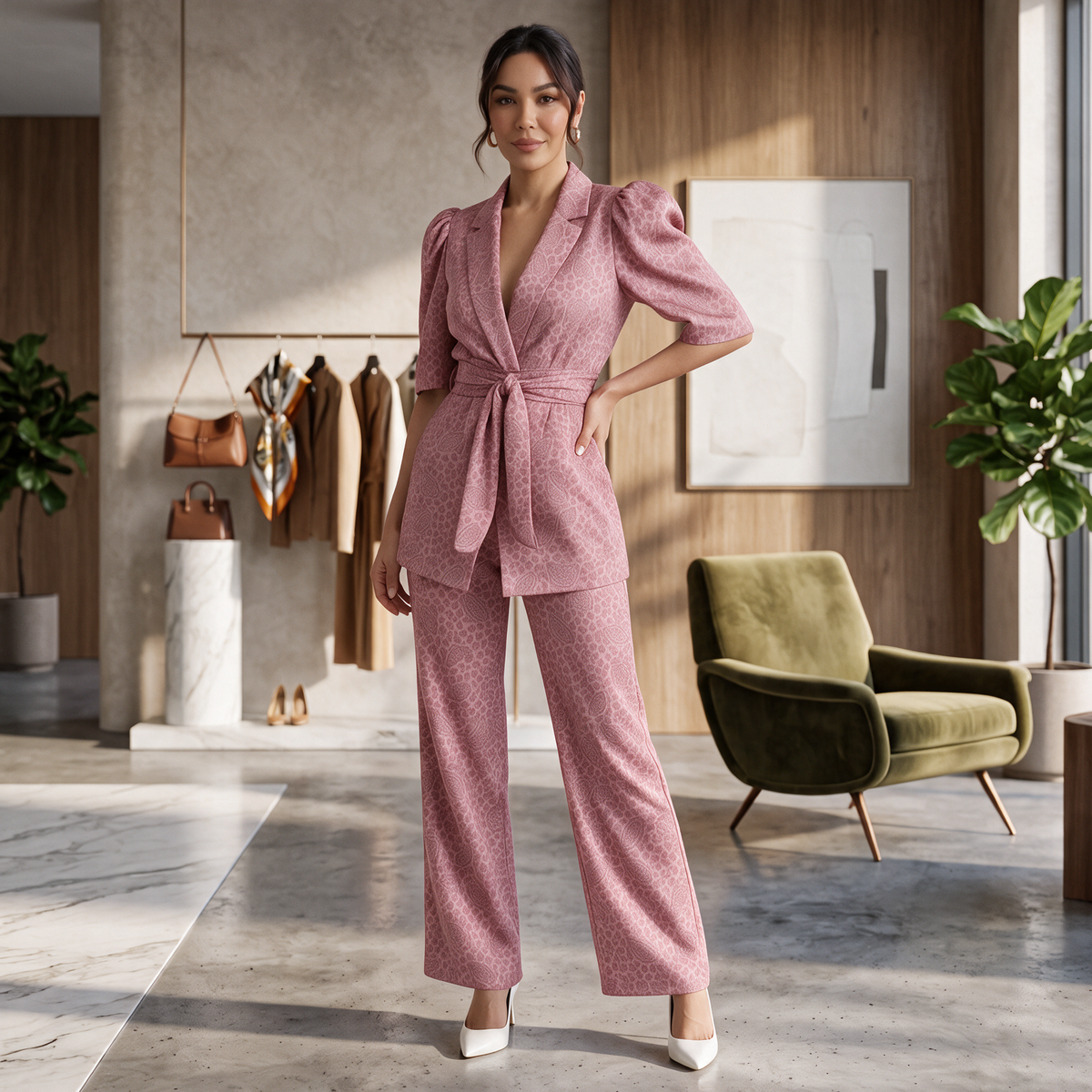 Nicoinia | Elegant Two-Piece Set with Puff Sleeves
