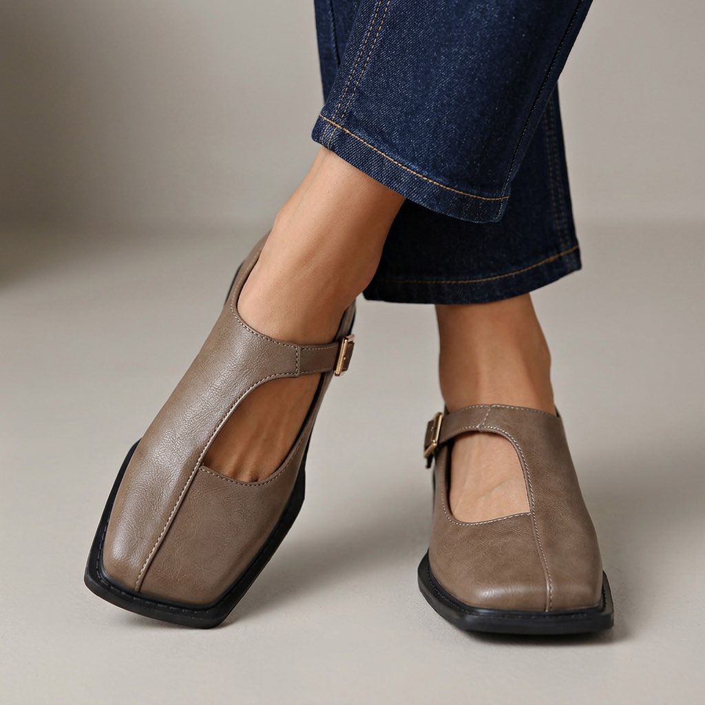 Alva | Vintage Square Toe Buckle Strap Shoes
