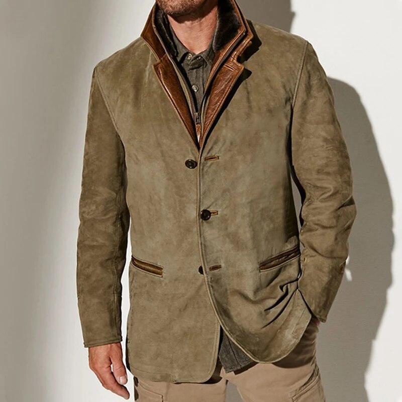 Sylvester  | Vintage Button Front Stand Collar Jacket