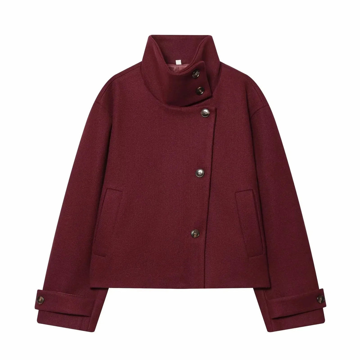 Lindsay | Coat Stand Collar Asymmetrical Button Front