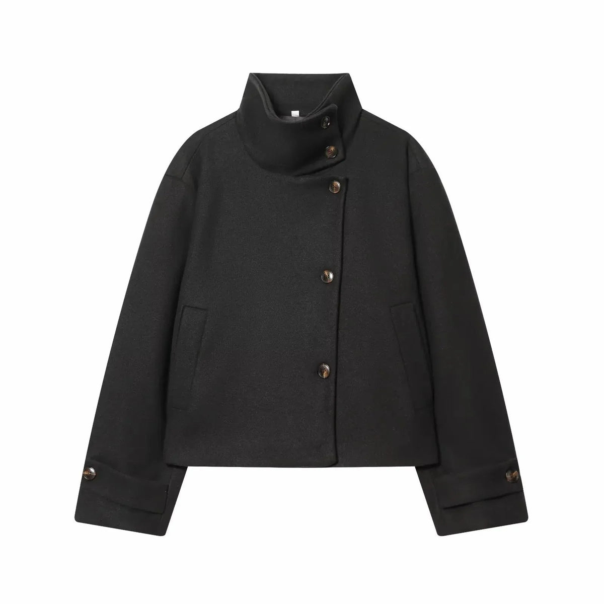 Lindsay | Coat Stand Collar Asymmetrical Button Front