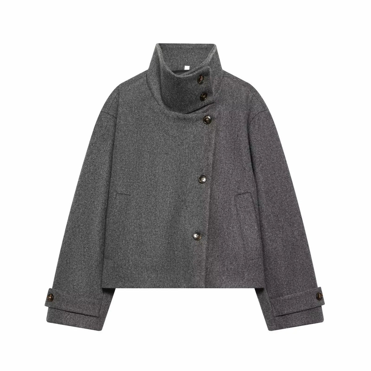 Lindsay | Coat Stand Collar Asymmetrical Button Front