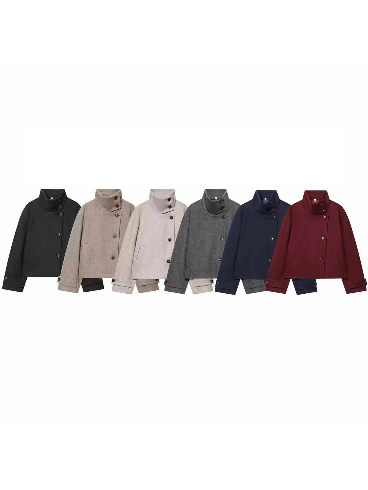 Lindsay | Coat Stand Collar Asymmetrical Button Front