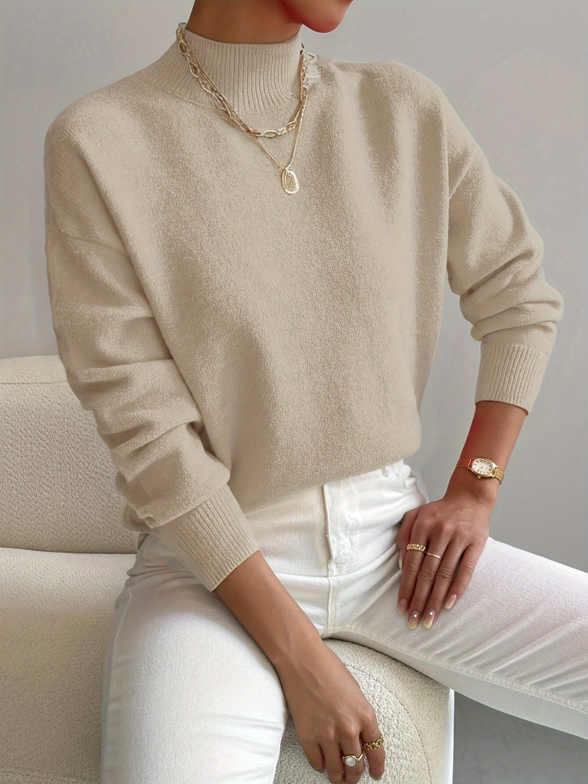 Leslie  | Sweater With Mock Neck and Long Sleeves
