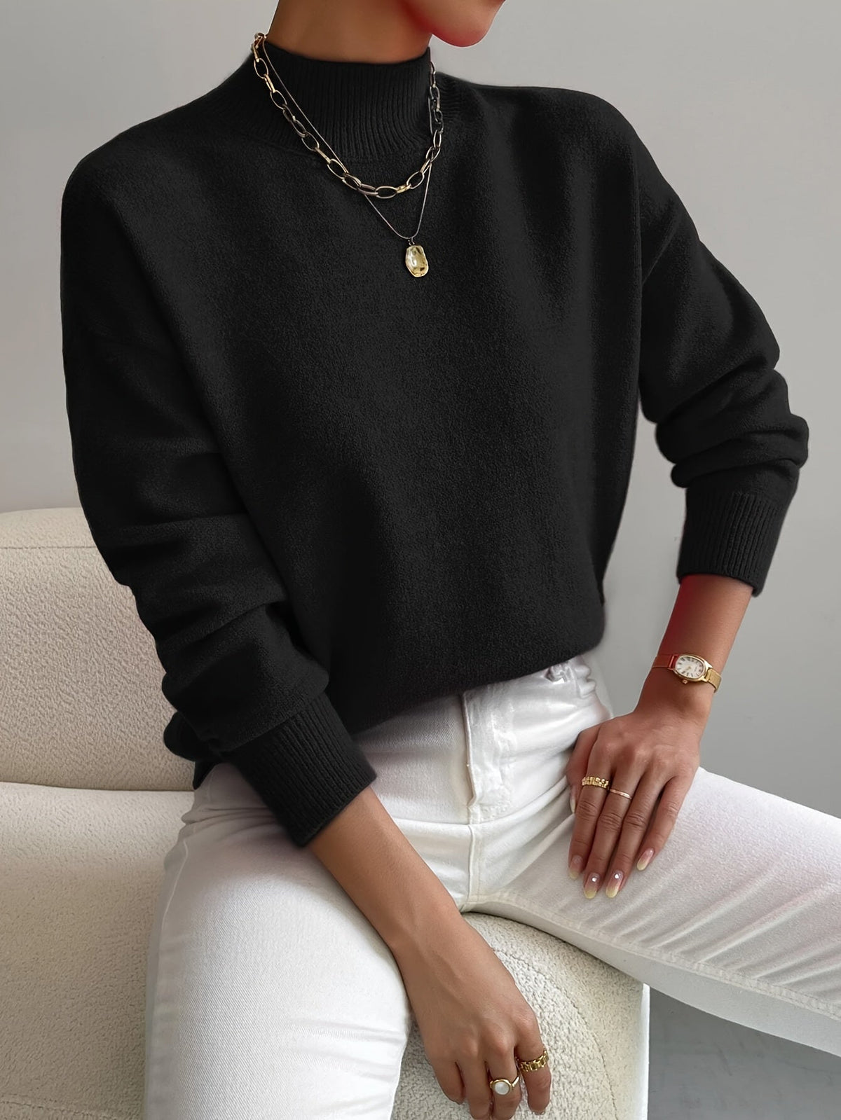 Leslie  | Sweater With Mock Neck and Long Sleeves