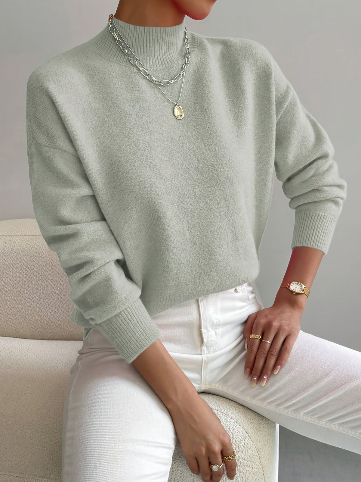 Leslie  | Sweater With Mock Neck and Long Sleeves