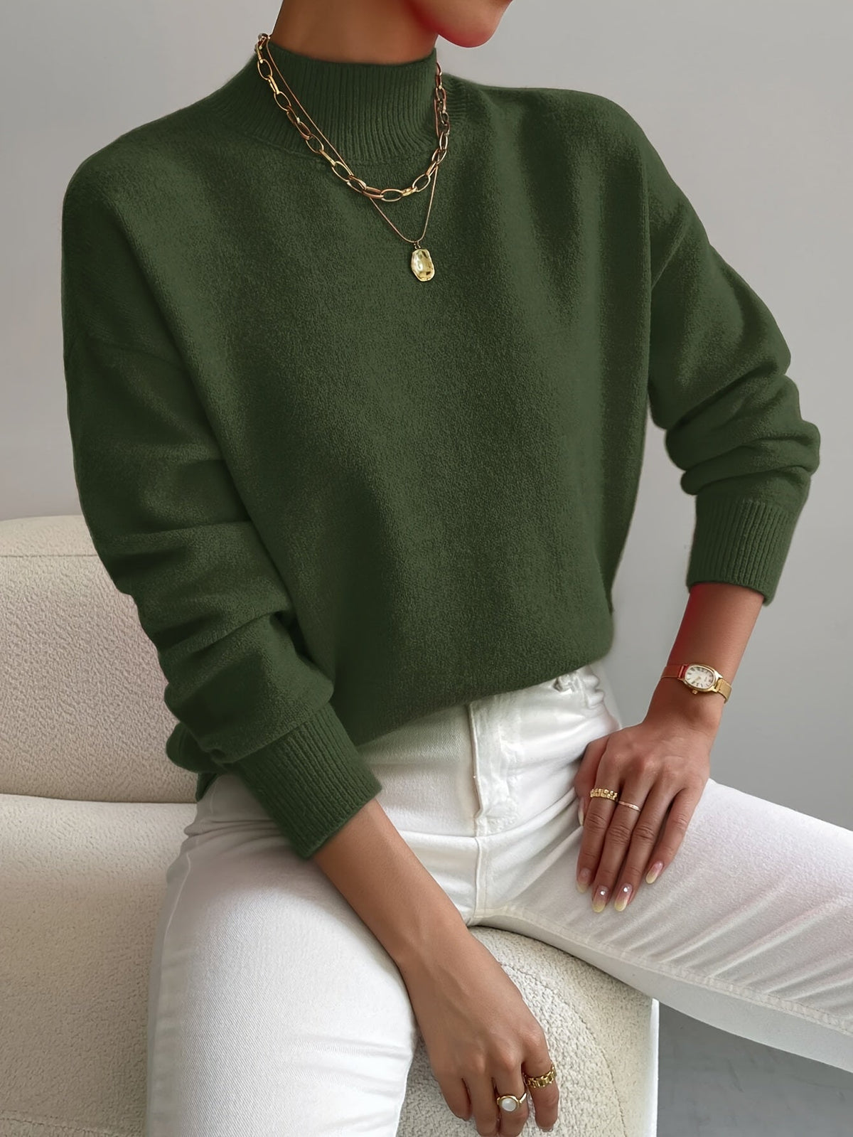 Leslie  | Sweater With Mock Neck and Long Sleeves