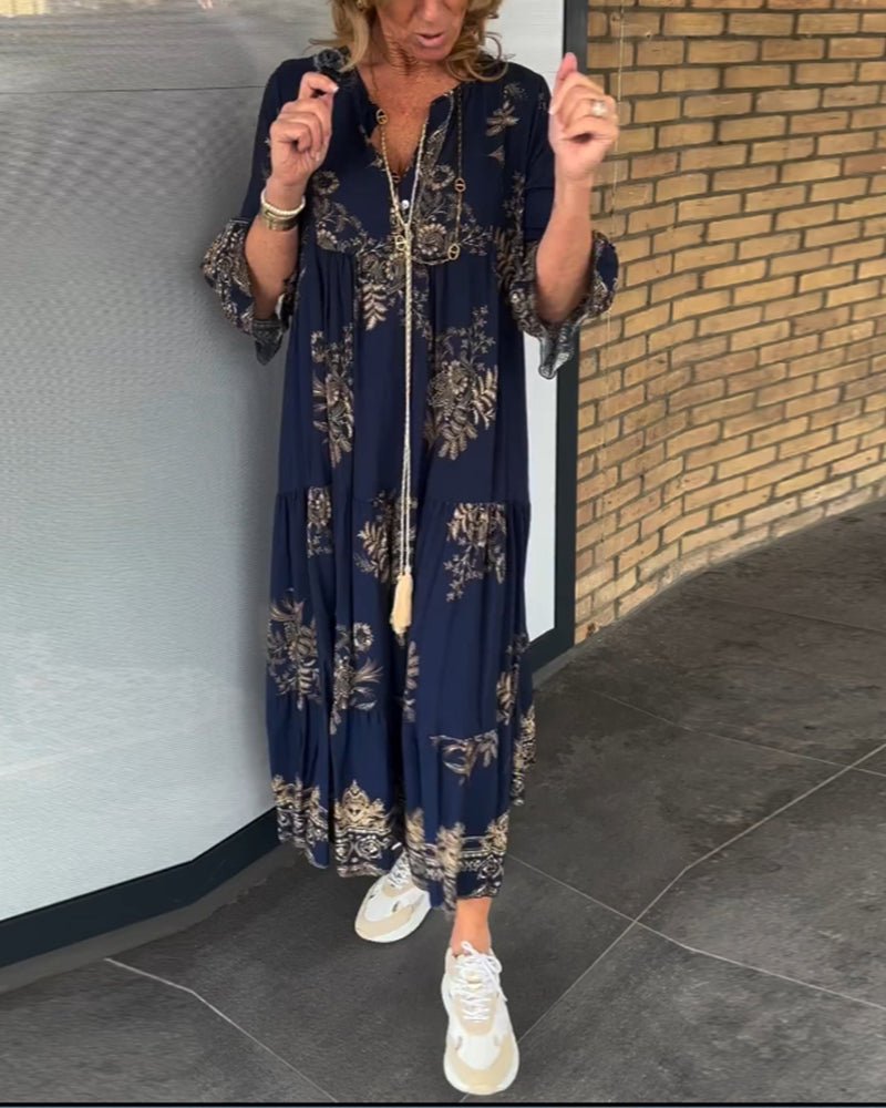 Hypatia | Floral Print V-Neck Maxi Dress