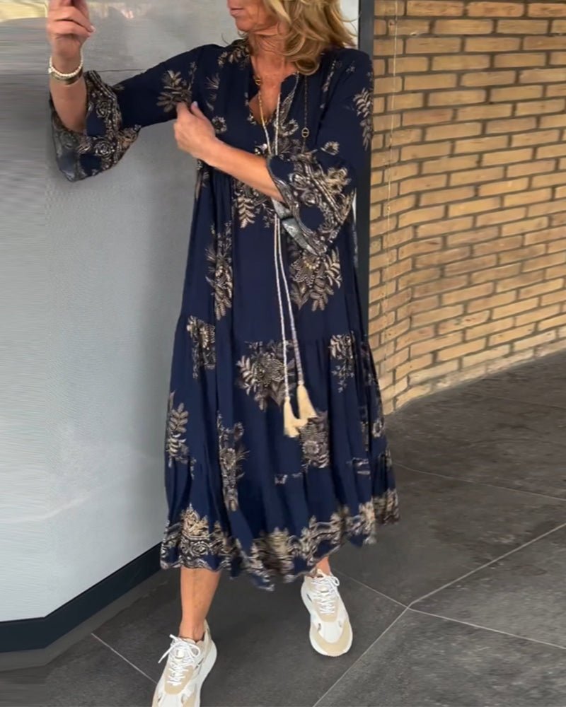 Hypatia | Floral Print V-Neck Maxi Dress