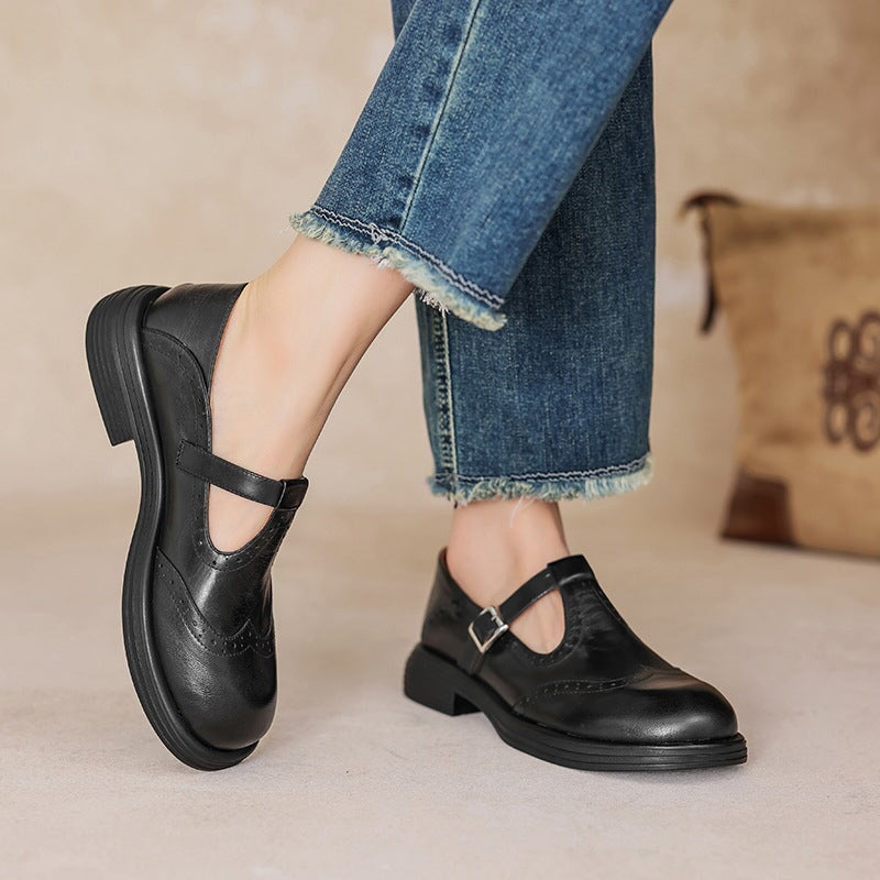 Zayana | Black Buckle Mary Jane Shoes
