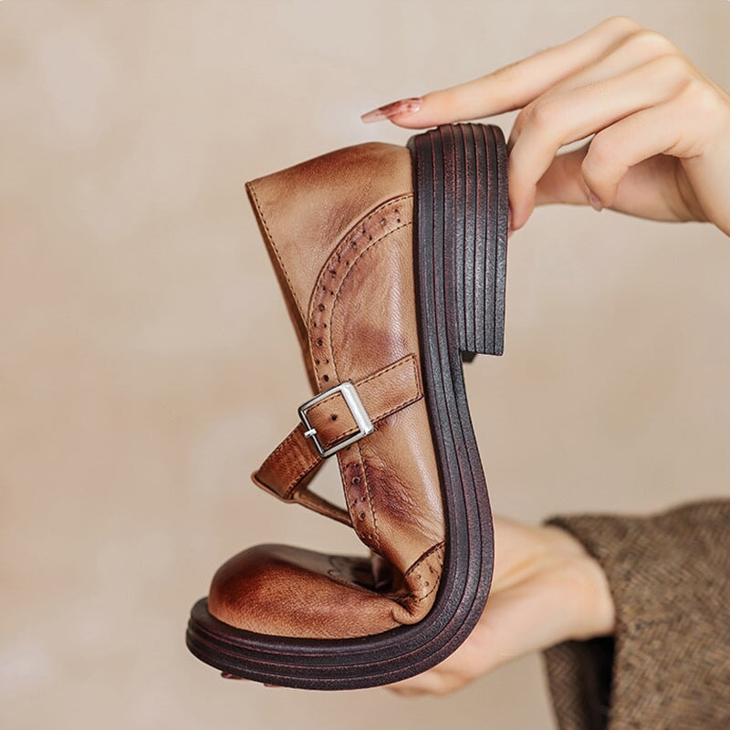 Zayana | Black Buckle Mary Jane Shoes
