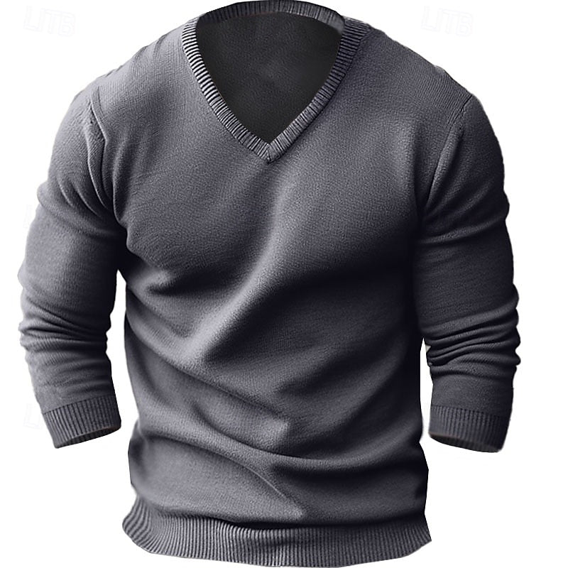 Wilhelm | V Neck Ribbed Knitted Regular Fit Sweater