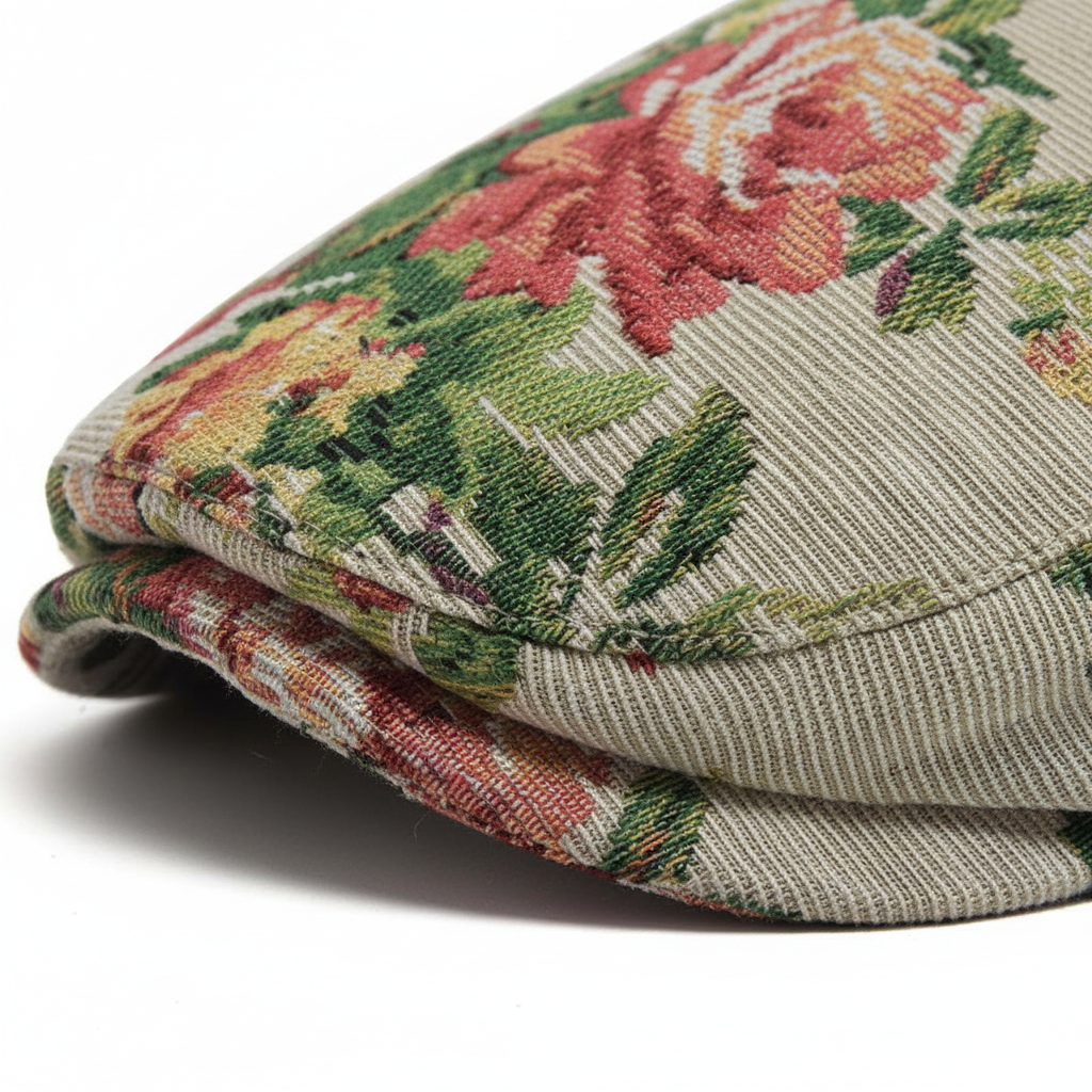 Sekou | Floral Woven Pattern Flat Cap
