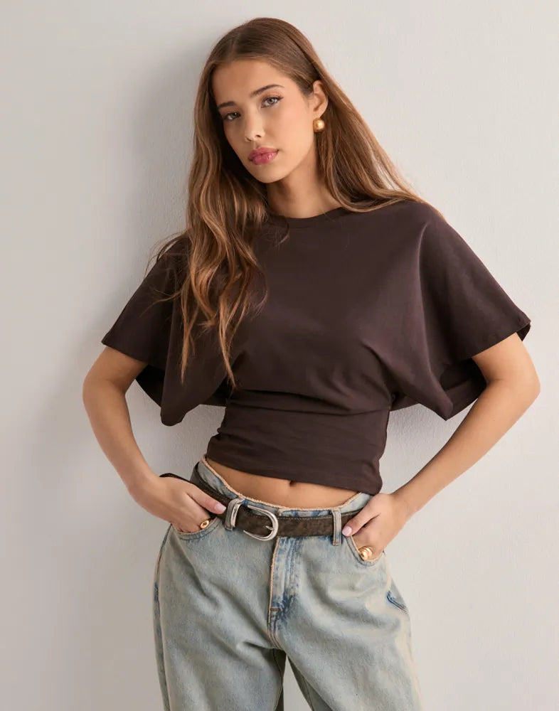 Malina | Top Short Sleeve Draped Waist Tee