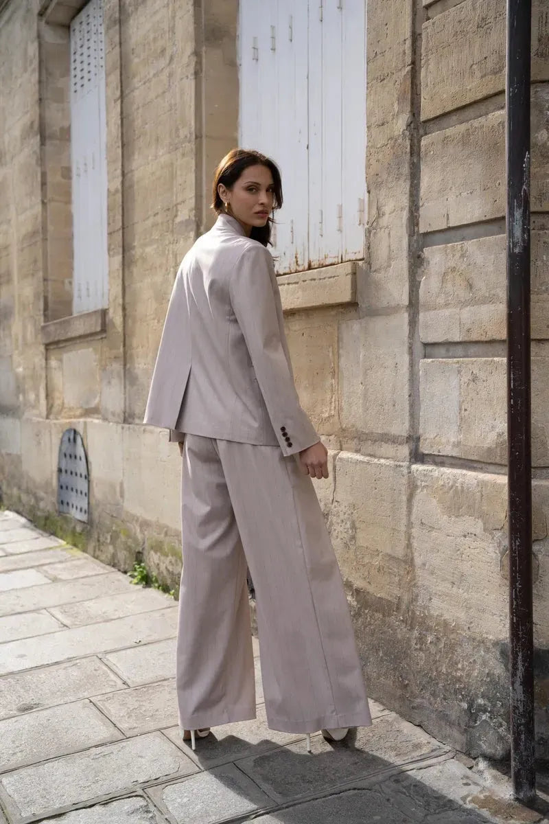 Aida | Blazer With Pinstripes and Asymmetric Button Front