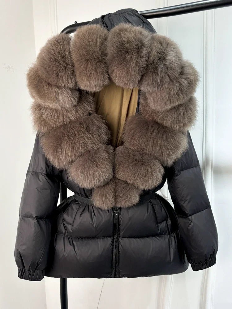 Eusebia | Puffer Jacket With Belt and Plush Hood