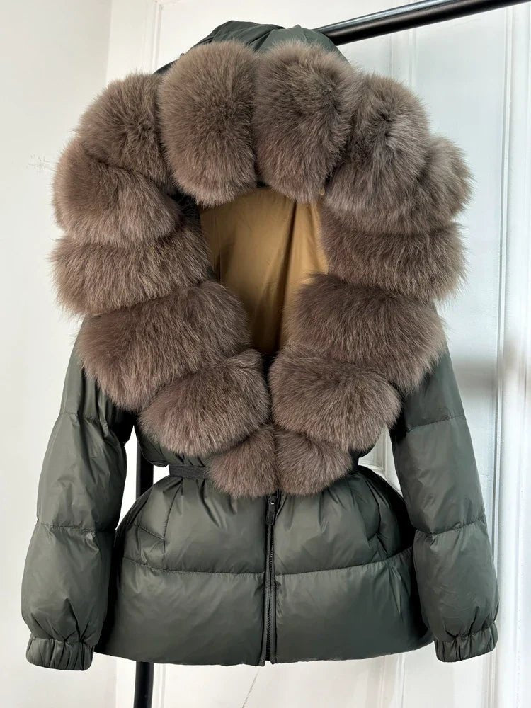 Eusebia | Puffer Jacket With Belt and Plush Hood