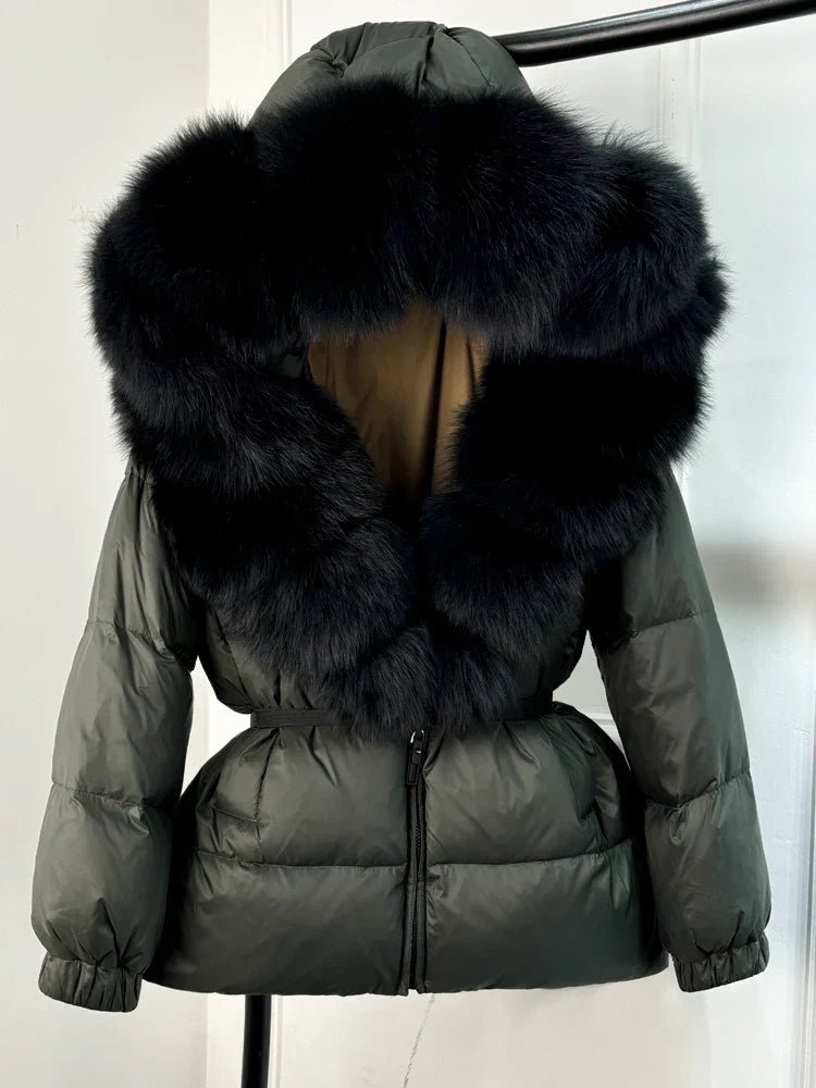 Eusebia | Puffer Jacket With Belt and Plush Hood