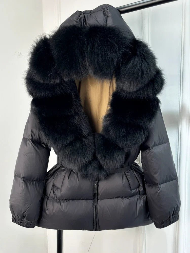 Eusebia | Puffer Jacket With Belt and Plush Hood