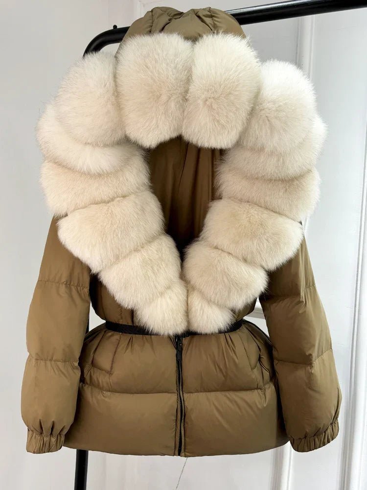 Eusebia | Puffer Jacket With Belt and Plush Hood