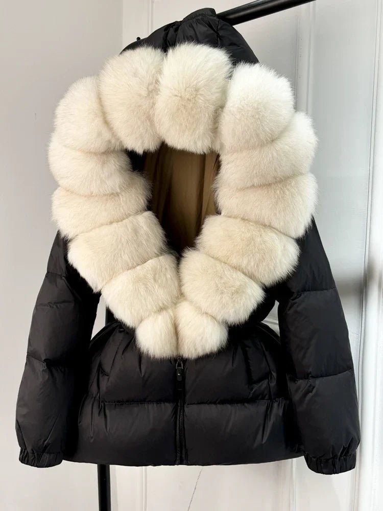 Eusebia | Puffer Jacket With Belt and Plush Hood
