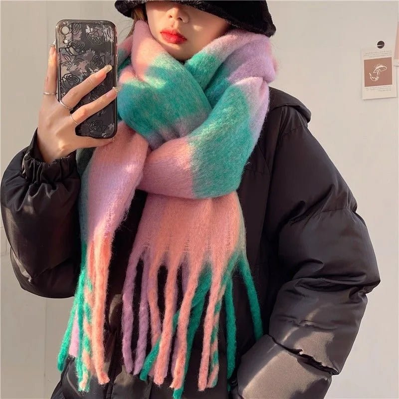 Natividad | Scarf With Multicolor Checks and Fringed Ends