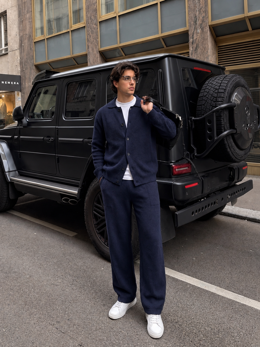 Andrej | Knit Set With Collared Cardigan Straight Pants