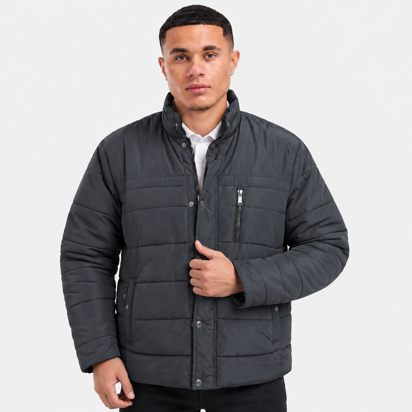 Duncan | Jacket With Horizontal Quilting and Stand Collar