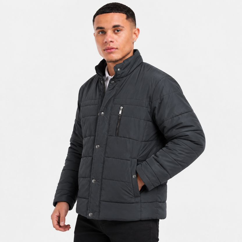 Duncan | Jacket With Horizontal Quilting and Stand Collar