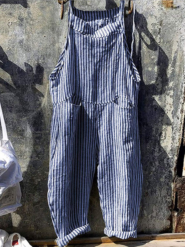 Keeley | Striped Pocket Bib Overalls Jumpsuit