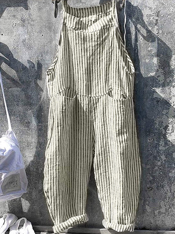 Keeley | Striped Pocket Bib Overalls Jumpsuit