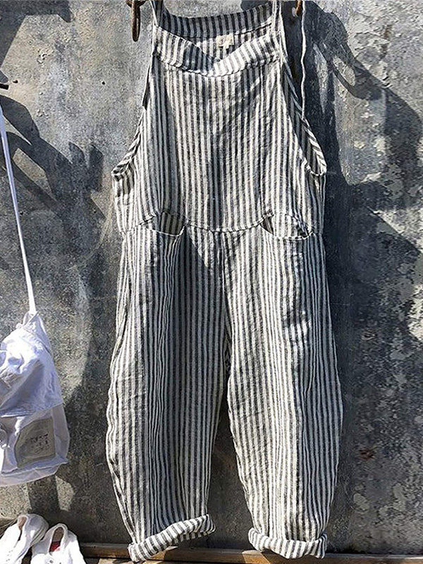 Keeley | Striped Pocket Bib Overalls Jumpsuit
