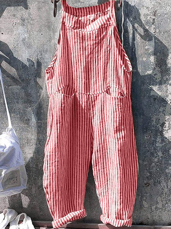 Keeley | Striped Pocket Bib Overalls Jumpsuit