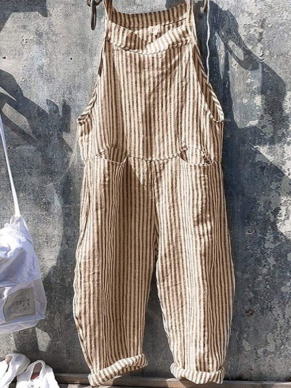 Keeley | Striped Pocket Bib Overalls Jumpsuit