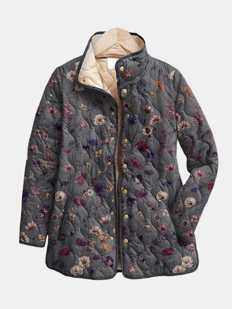 Florelicia | Quilted Floral Print Coat with Buttons