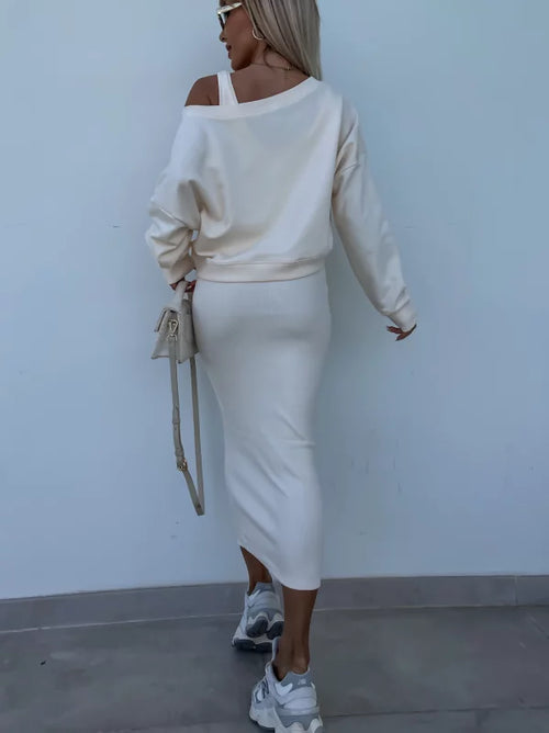 Latasha | Long Sleeve V-Neck Midi Dress Set