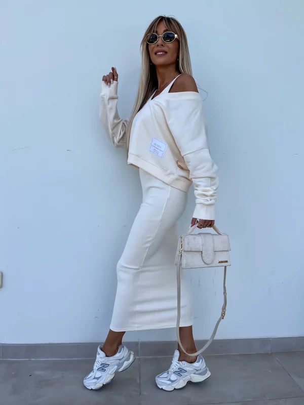 Latasha | Long Sleeve V-Neck Midi Dress Set