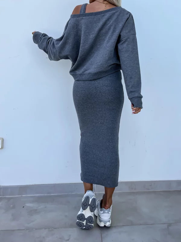 Latasha | Long Sleeve V-Neck Midi Dress Set