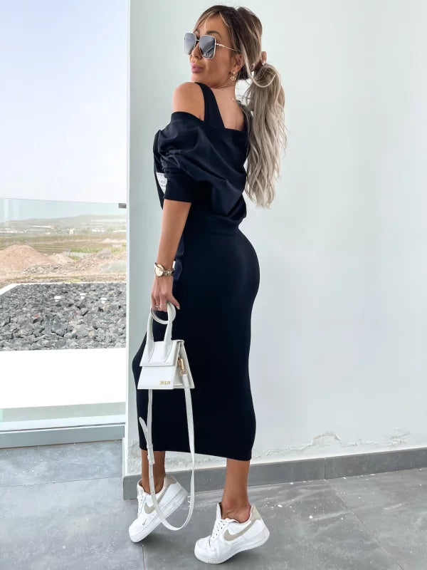 Latasha | Long Sleeve V-Neck Midi Dress Set