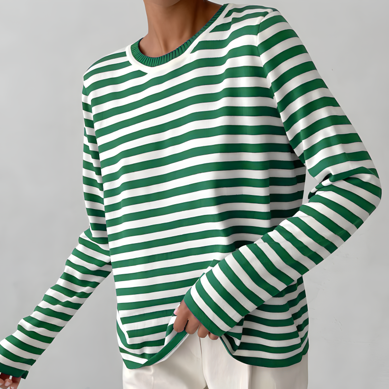 Danonula | Long Sleeve Striped Sweater with Relaxed Fit